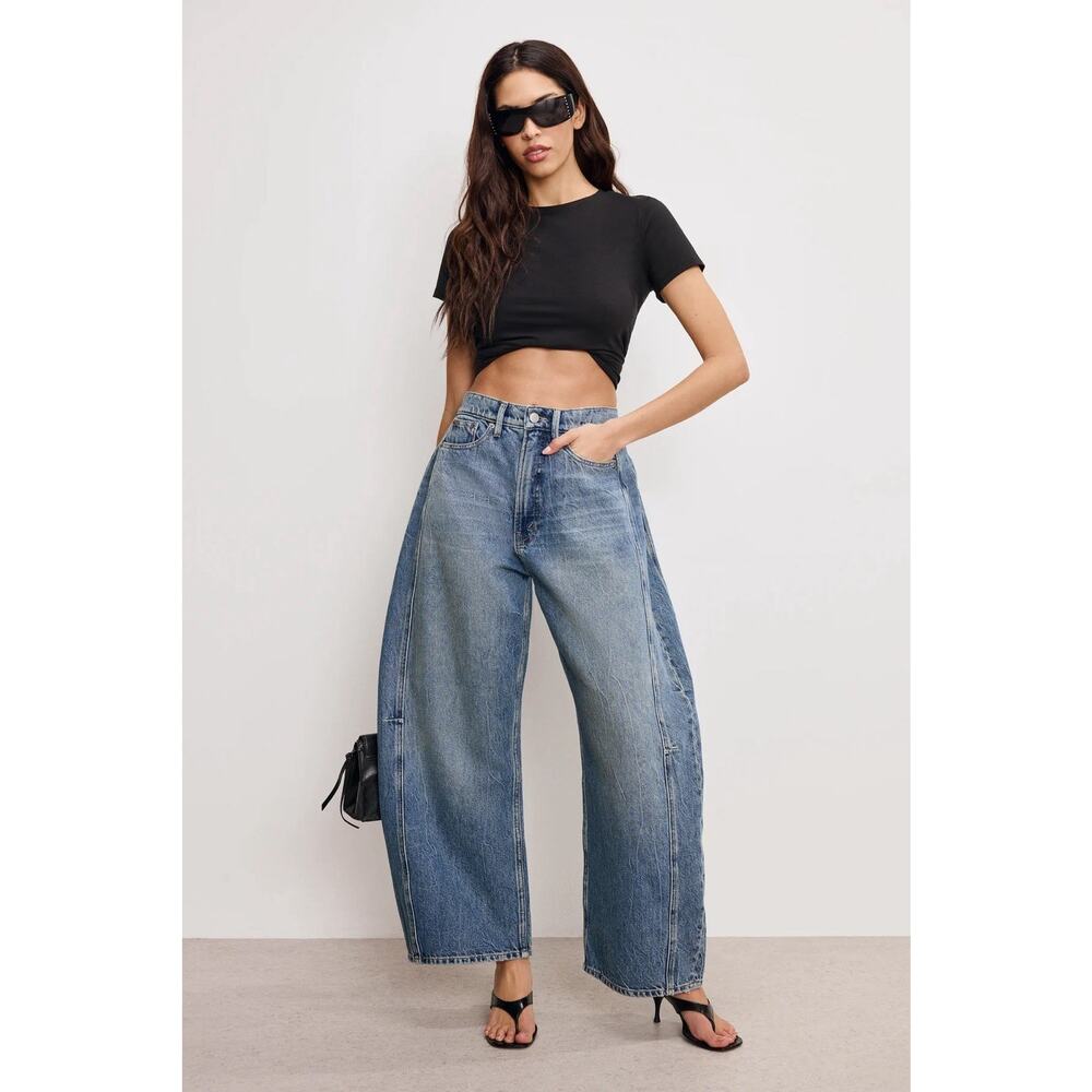 Good American / GOOD EXTREME BARREL JEANS Indigo Women’s Size 00 / 24 MSRP $169